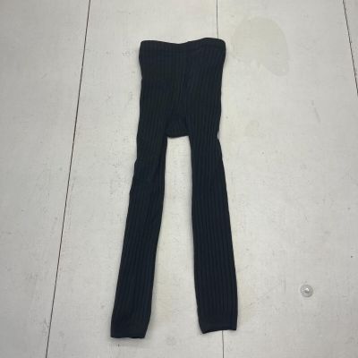Dark Gray Ribbed-Knit Footed Tights Women's One Size NEW